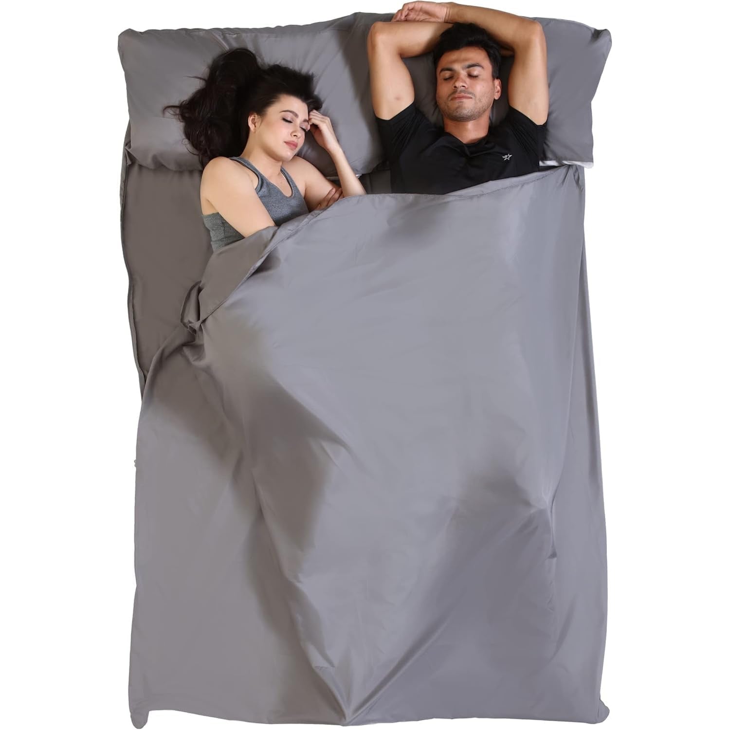 Tough Outfitters Sleeping Bag Liner 2 Person 188x216 cm Zipper Gray