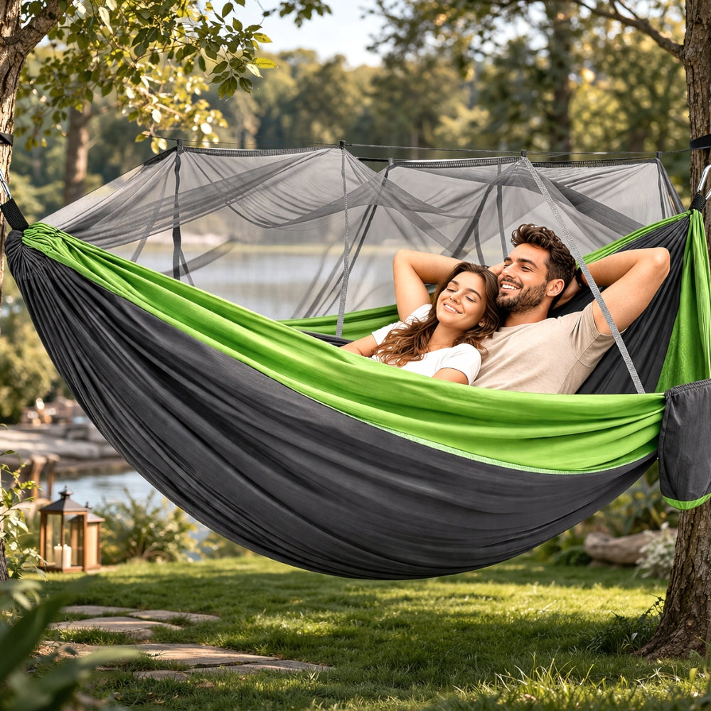 Tourist Hammock with Mosquito Net Survival Traveler for Camping Bushcraft Tarp Packaging status original