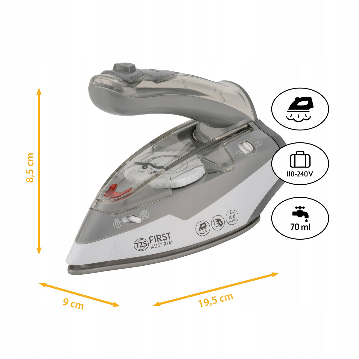 Tourist Iron TZS First Austria Folding Compact Small Lightweight 1100W Packaging status original