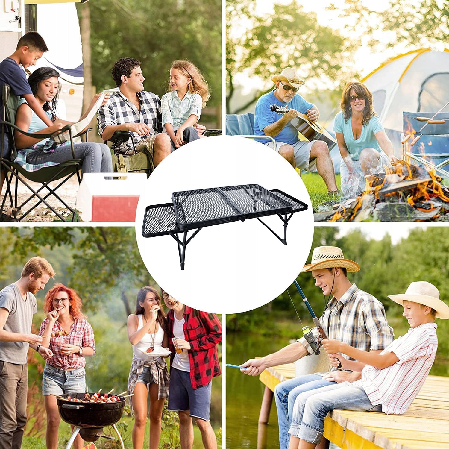 Tourist Table Camping Aluminum Portable 60x40cm Folding 2 Shelves Packaging status original