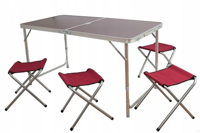 Tourist Table Folding Camping Table 120x60cm + 4 Stools