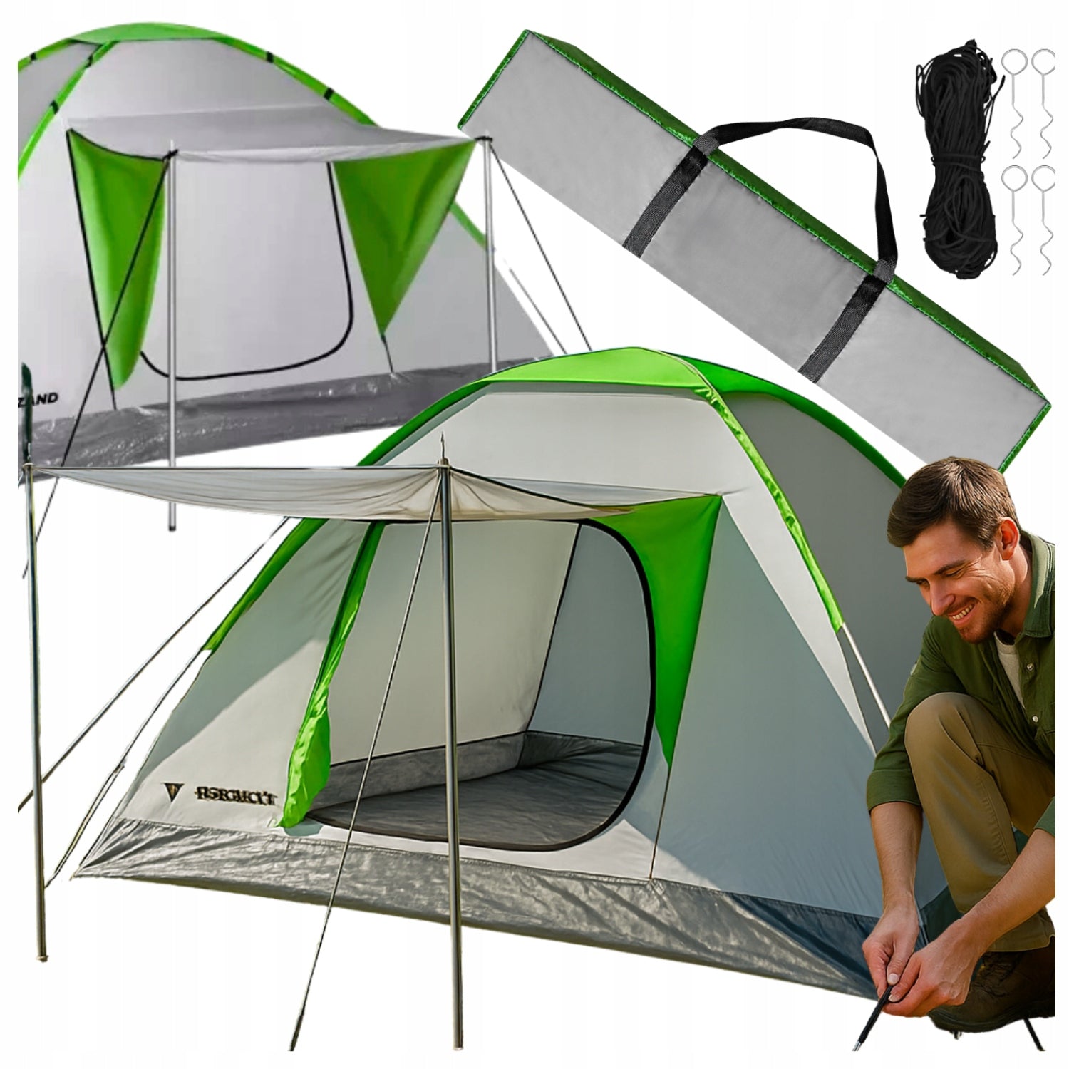 Tourist Tent 4 Person Camping Large Waterproof Family Canopy