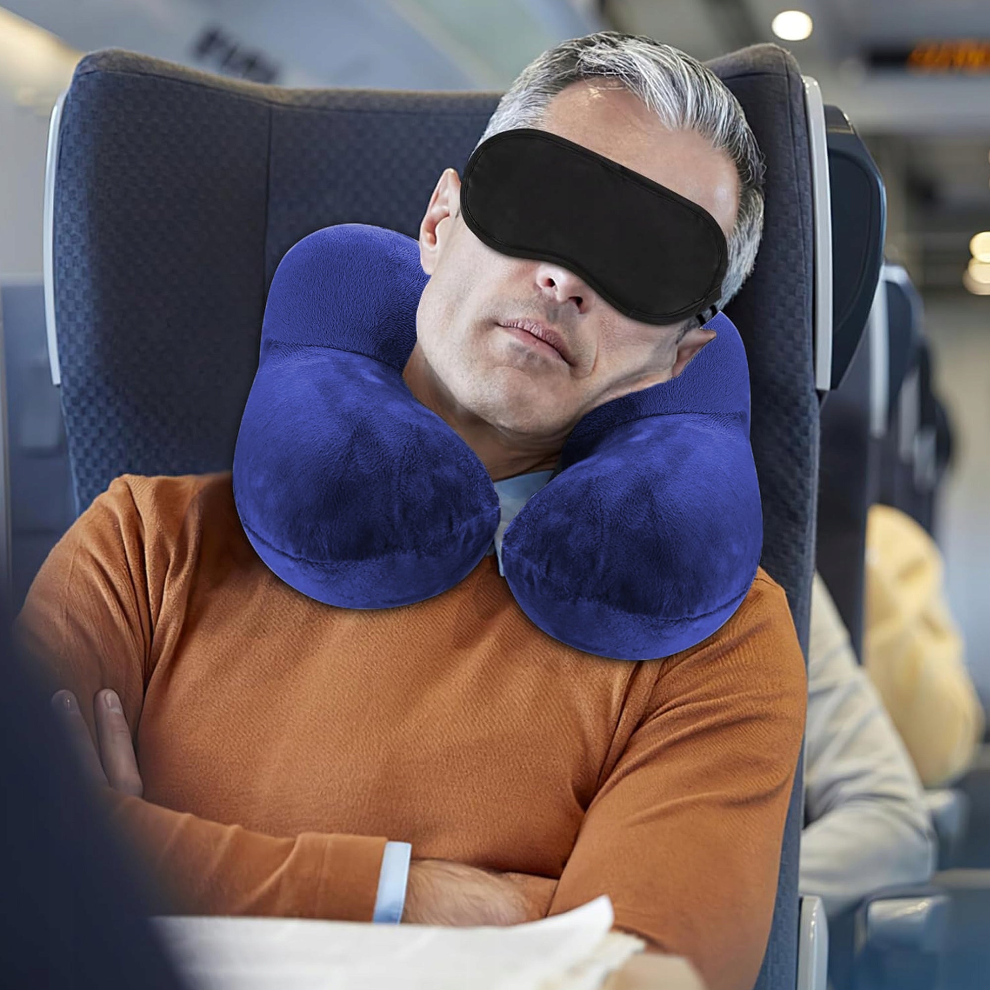 Tourist Travel Pillow Inflatable for Airplane Rogal for Neck Sleeping Packaging status original