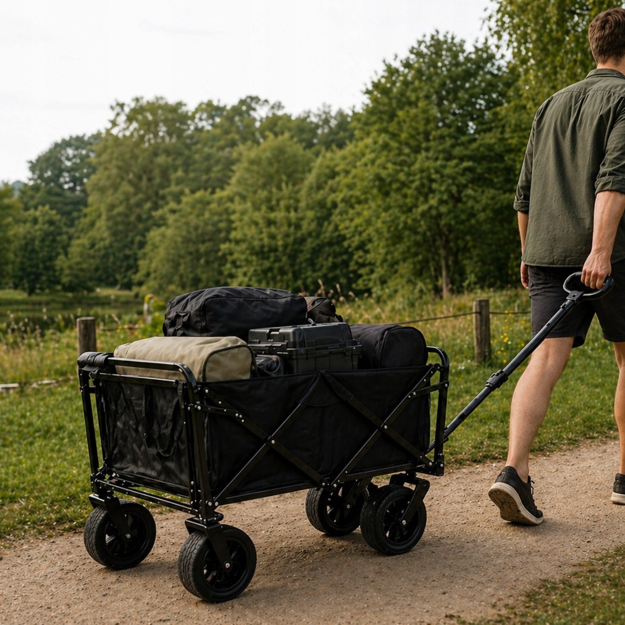 Tourist Trolley Folding Garden 120L 100kg Off-road Large Beach Wheels Manufacturer code Wózek składany transportowy plażowy ogrodowy