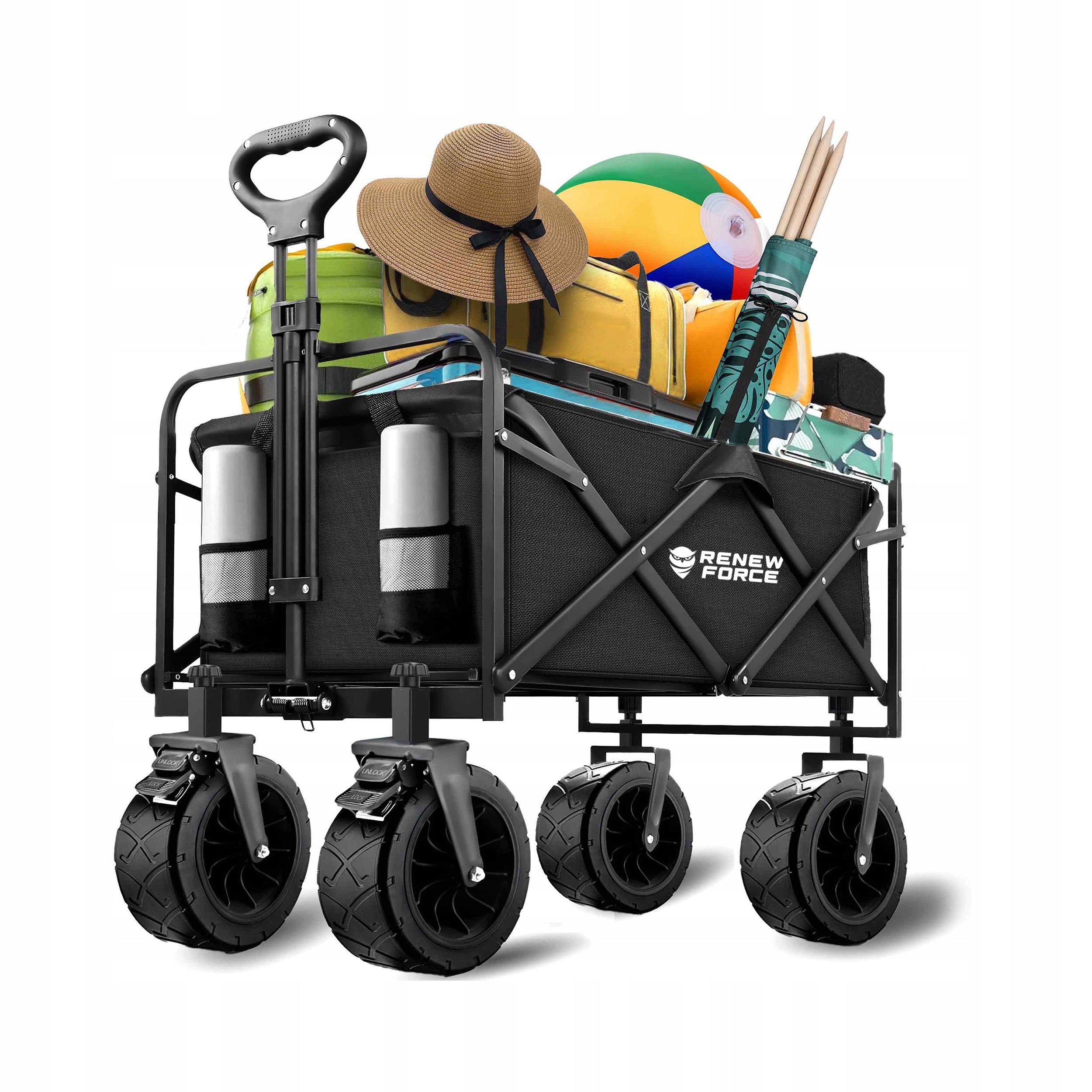Tourist Trolley Folding Garden Transport Wheels OFF-ROAD 120L +GRID Brand Renew Force