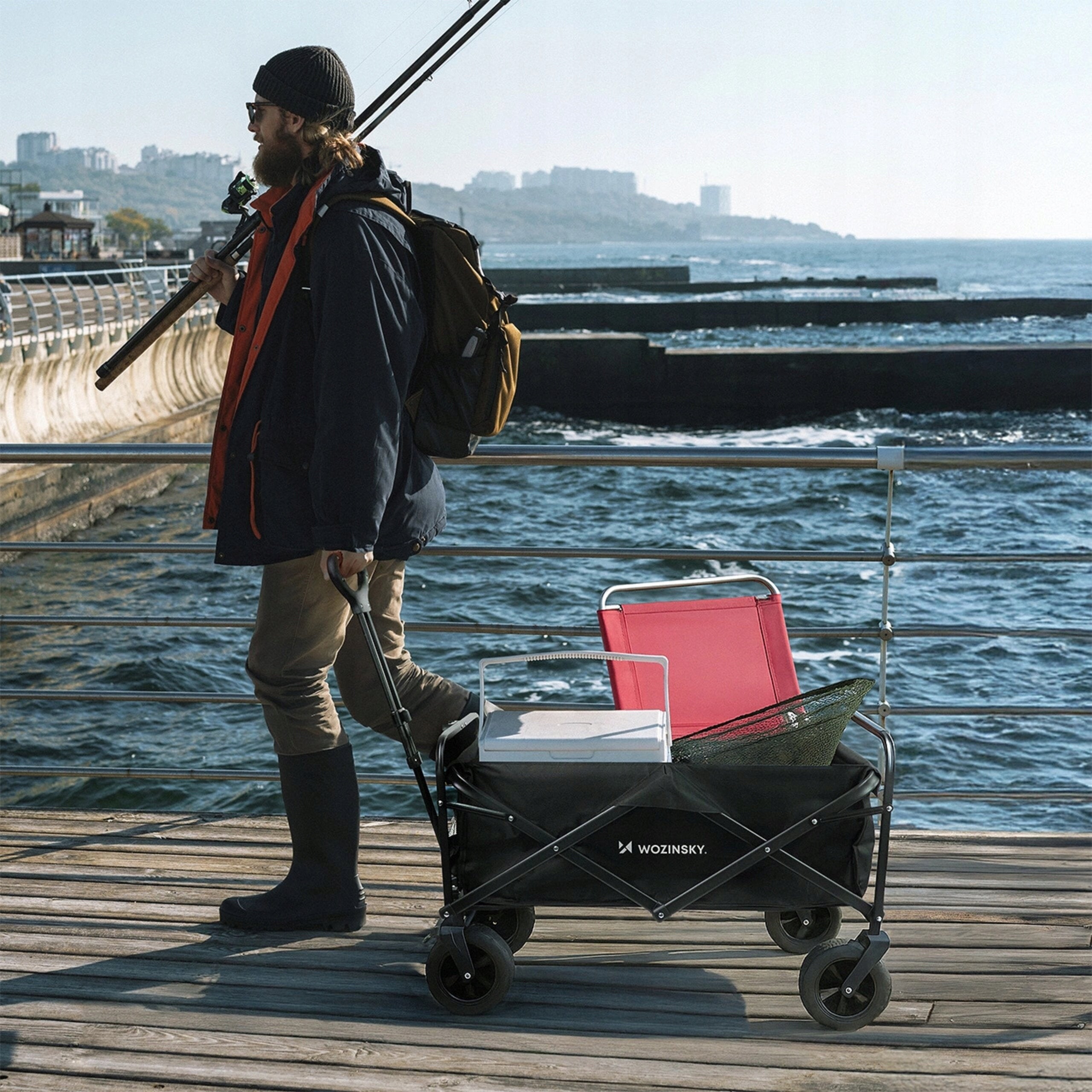 Tourist and beach trolley WOZINSKY WZP-100 100kg quick folding system Kind trolley
