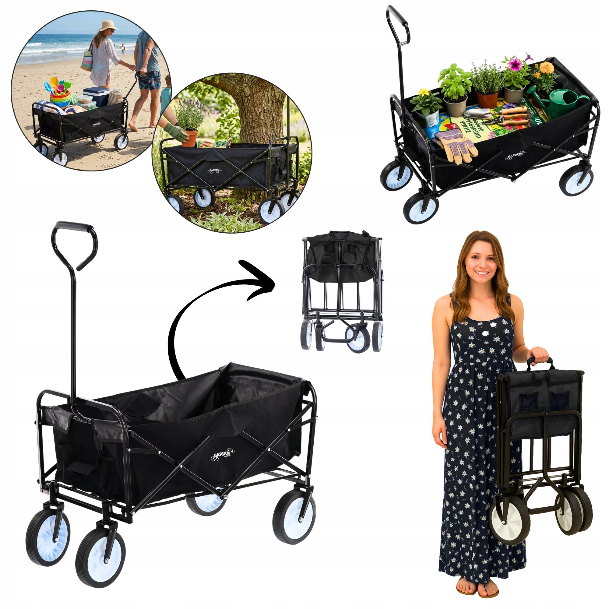 Tourist trolley folding transport strong large 4 wheels