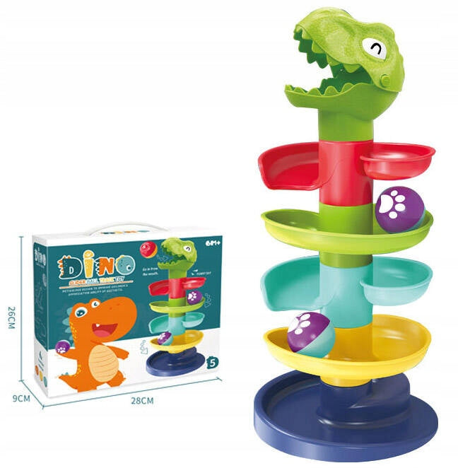 Tower With Balls Ball Track Dinosaur Slide Rattles For Kids Manufacturer code piramidka z piłeczkami dla niemowlaka