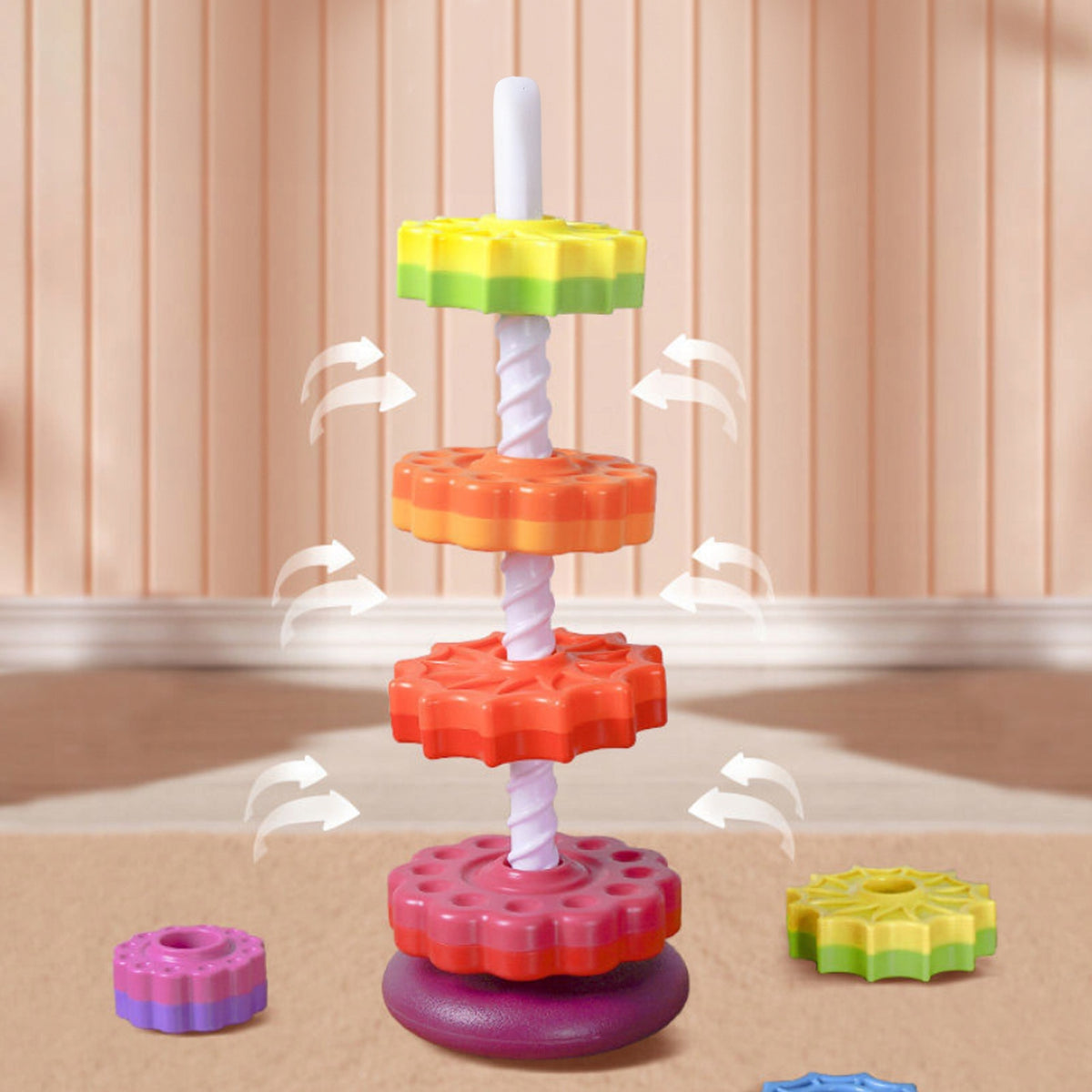 Tower educational pyramid multicolored 6 discs Packaging status original
