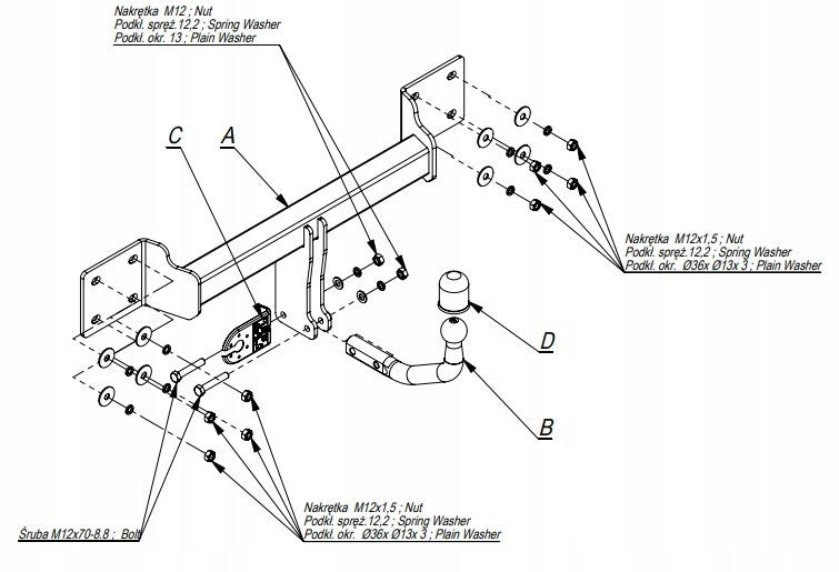 Towing Hook + Module 13pin BMW X5 E70 F15/F85 3500kg Manufacturer's catalog number B-014 M/13