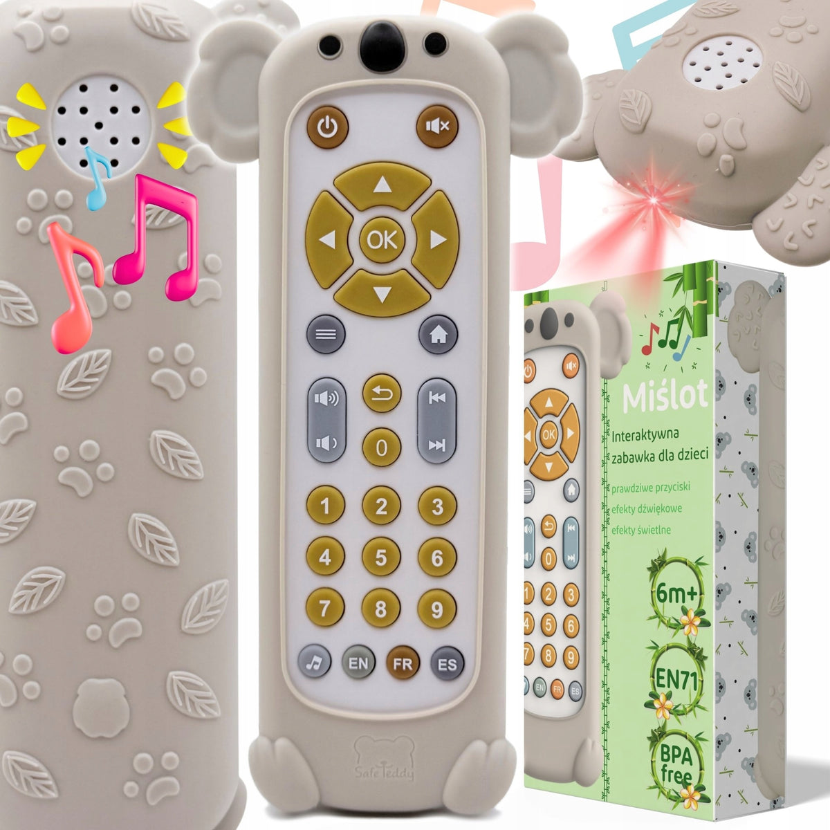 Toy interactive teether Bearlot playing remote control for educational TV SafeTeddy