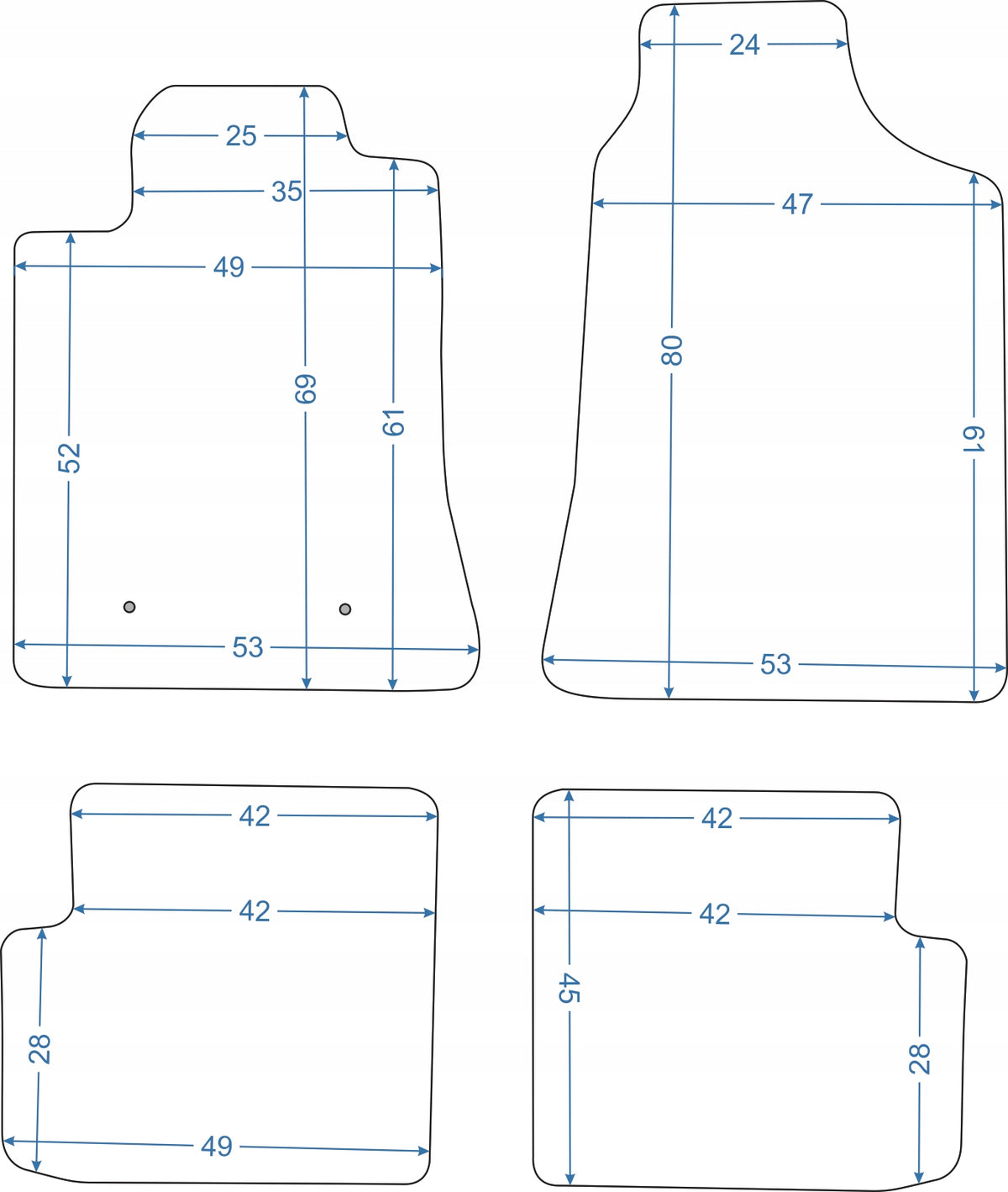 Toyota Corolla E12 2001-2007r. Black Velour Rugs - Economy Manufacturer Aldos