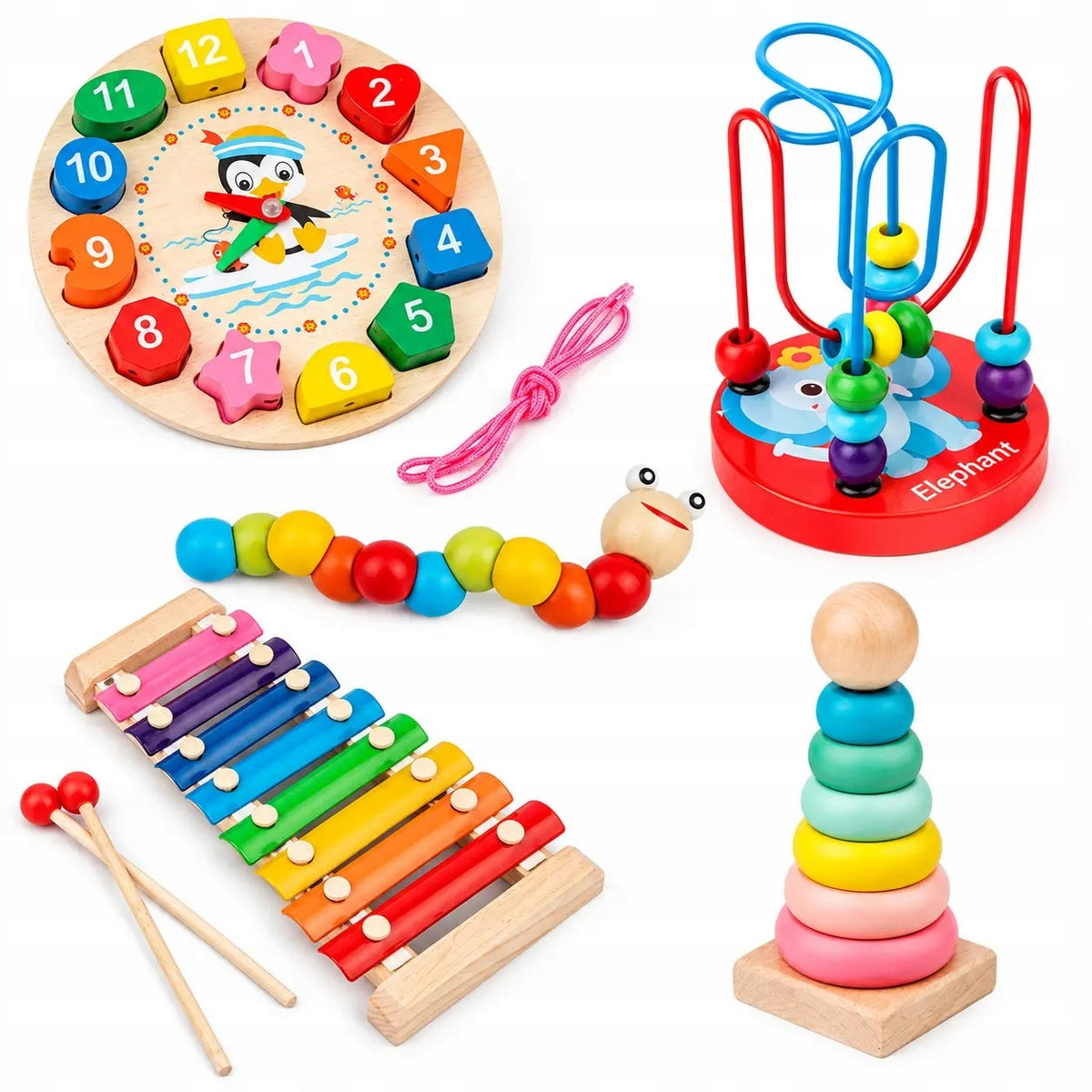 Toys Creative Fun Wooden Educational Set 5in1 Cymbals Kid's age 3+ years