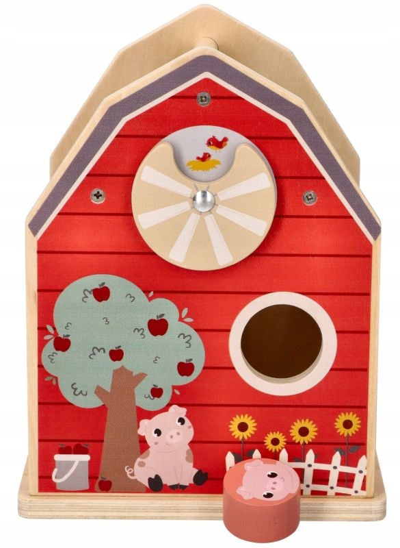 Toys for children 12M+ – wooden house sorter with animal blocks from the farm