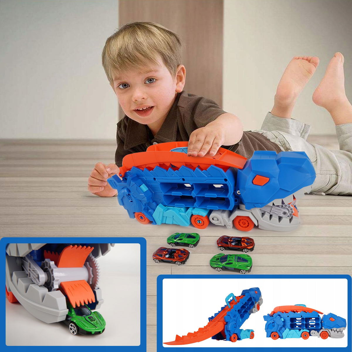 Track for cars with dinosaur 43cm transport and racing 4 cars Packaging status original