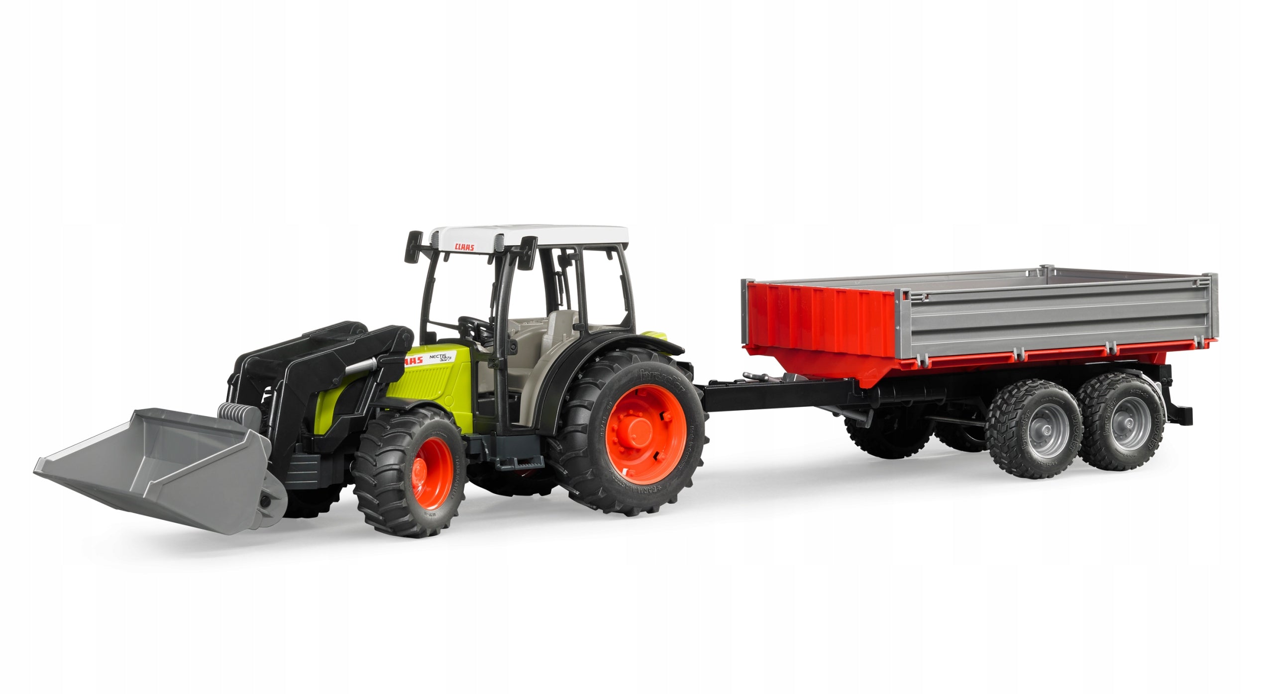 Tractor Claas Nectis 267F with loader and trailer Bruder 02112