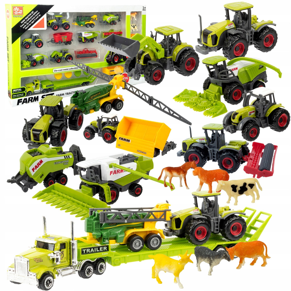 Tractor Combine Harvester AGRICULTURAL MACHINERY Farmer Set