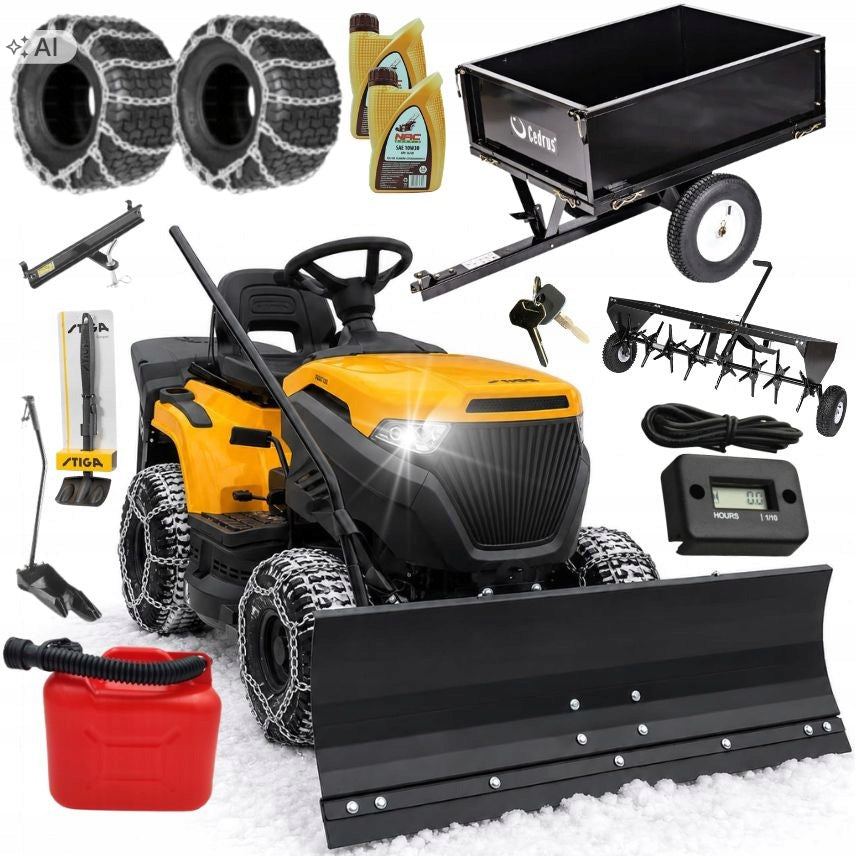 Tractor Stiga 384SE AUTOMATIC BLACK BASKET + ACCESSORIES + SCRAPER + MEGA SET