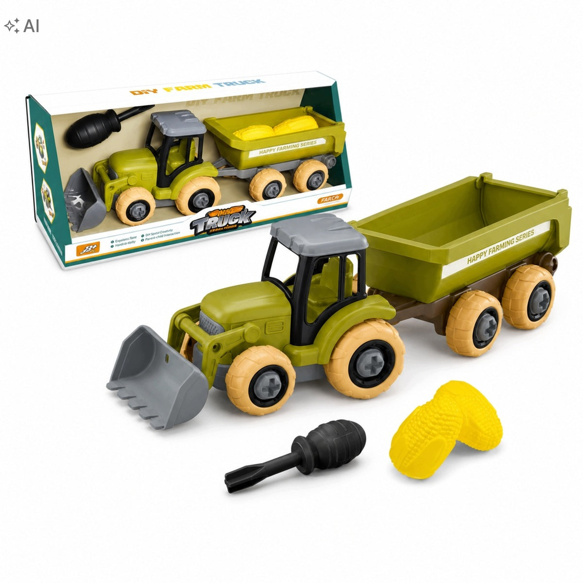 Tractor for Twisting with Trailer Spoon Screwdriver Set 30 cm 6+
