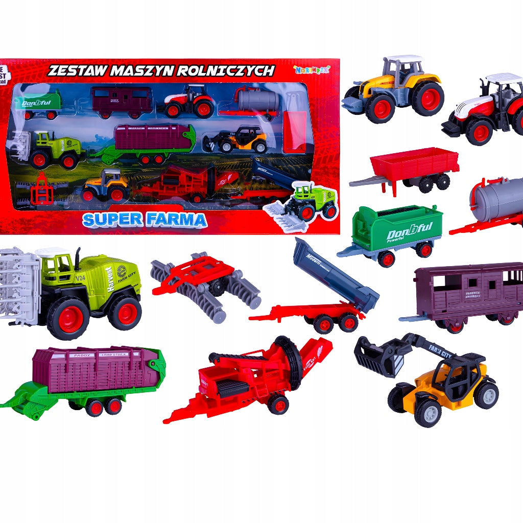 Tractor with trailer Combine harvester toy for boy large set small farmer 3 4 Packaging status original