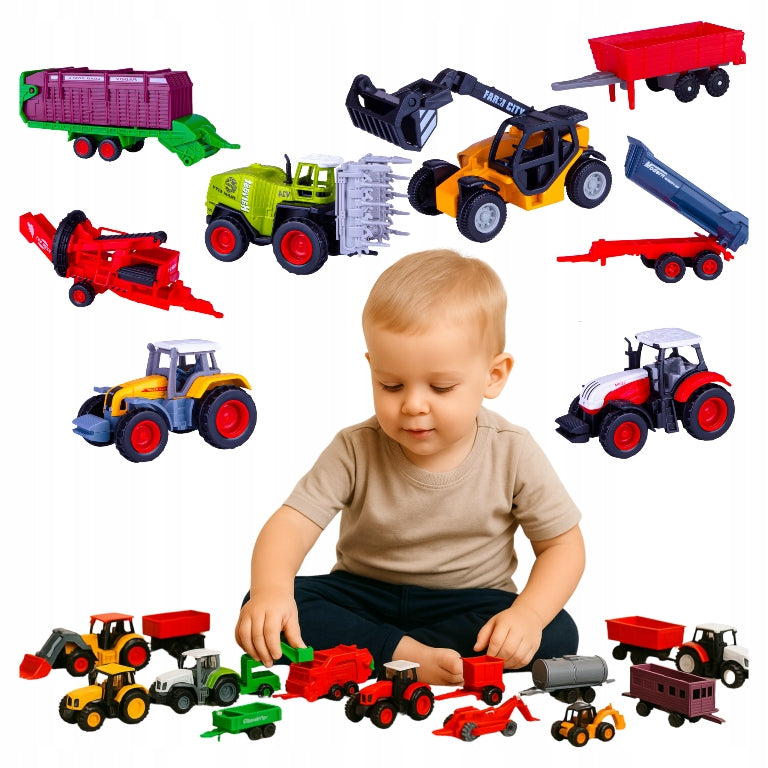 Tractor with trailer Combine harvester toy for boy large set small farmer 3 4