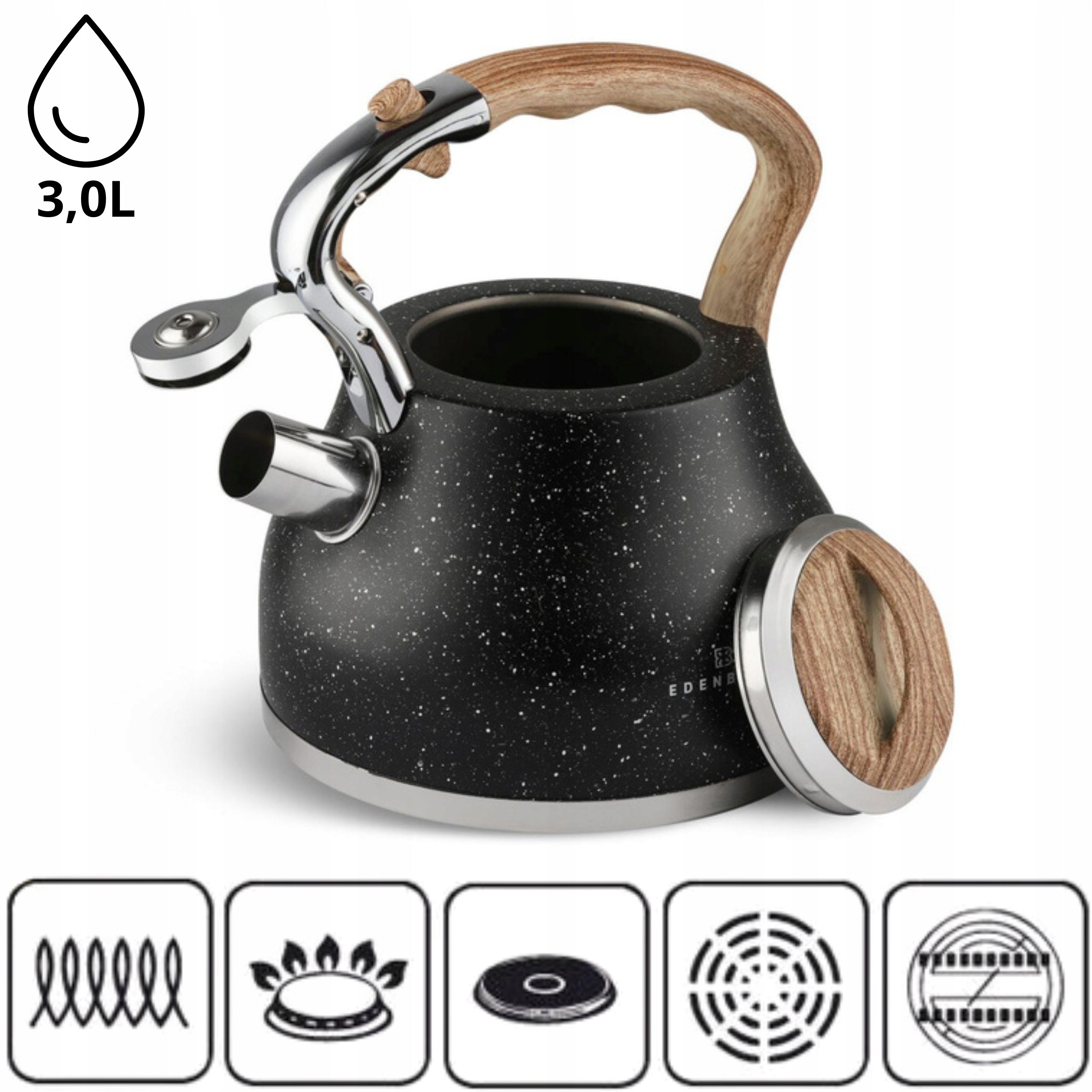 Traditional Kettle 3.0L with Whistle GAS INDUCTION STAINLESS STEEL 18/10 EAN (GTIN) 6907562088436