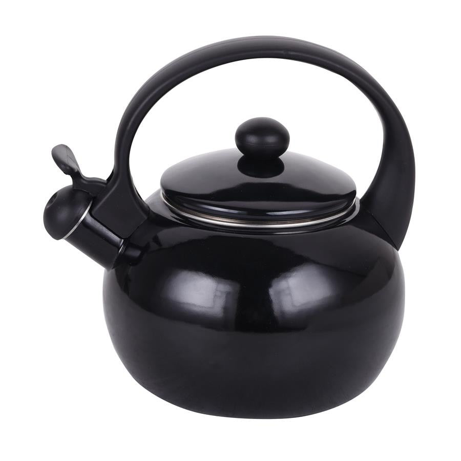 Traditional Kettle Enameled Black for Gas induction 2,2l with Whistle