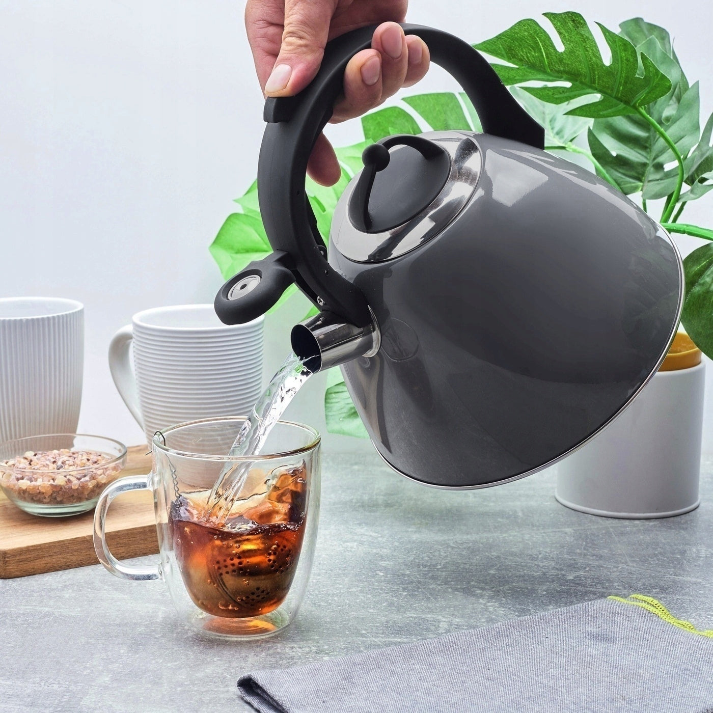 Traditional LARGE GAS KETTLE with whistle kettle INDUCTION grey 3L Norton Packaging status original