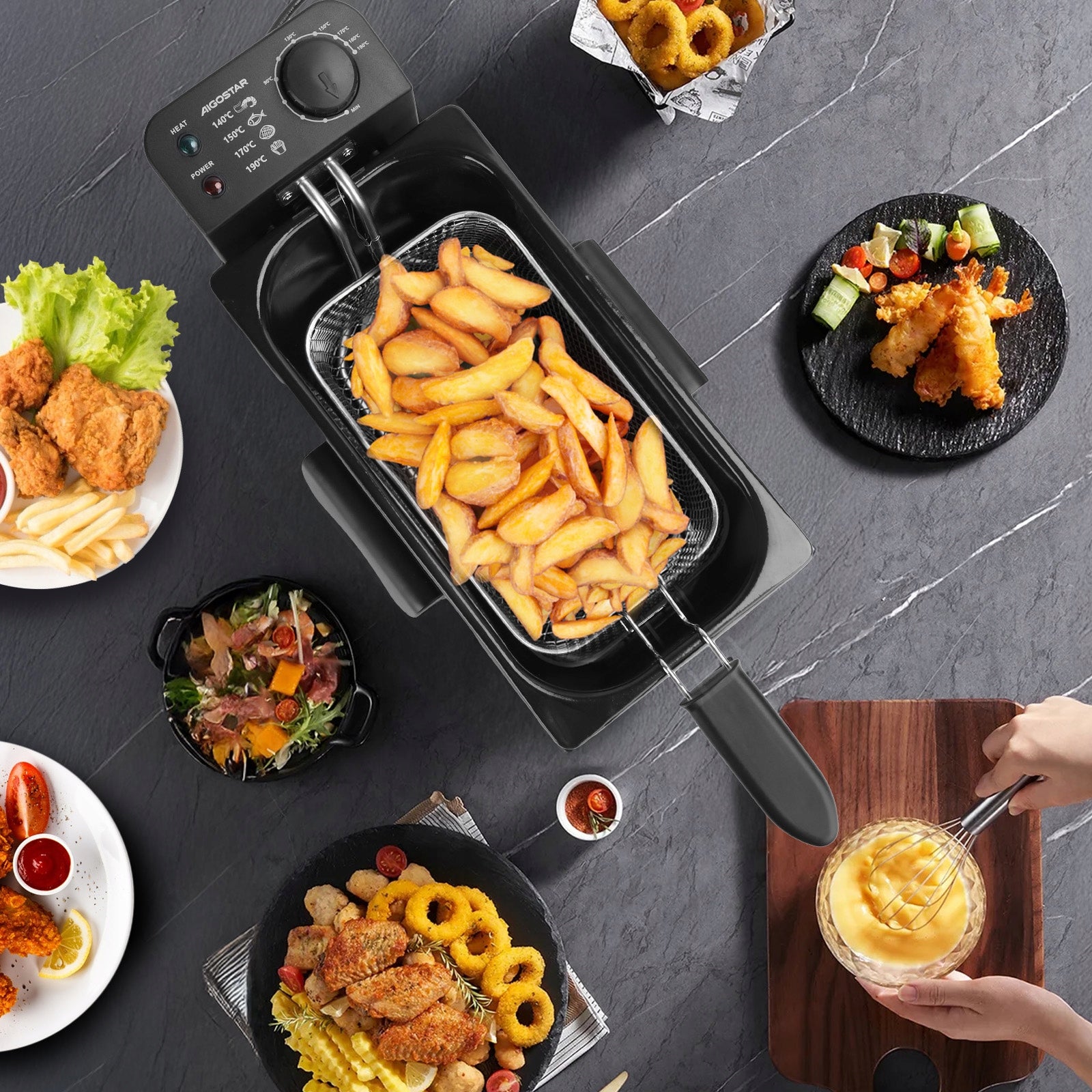 Traditional Oil Fryer Steel Strong 3 l 2200w black Aigostar Manufacturer code B30202A58