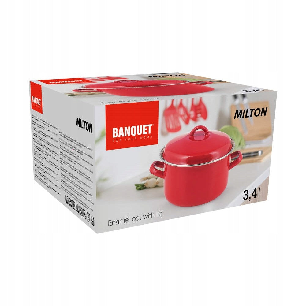 Traditional Red ENAMEL Pot with LID Banquet 3,4L 20cm 6791 Manufacturer code vt-13705103