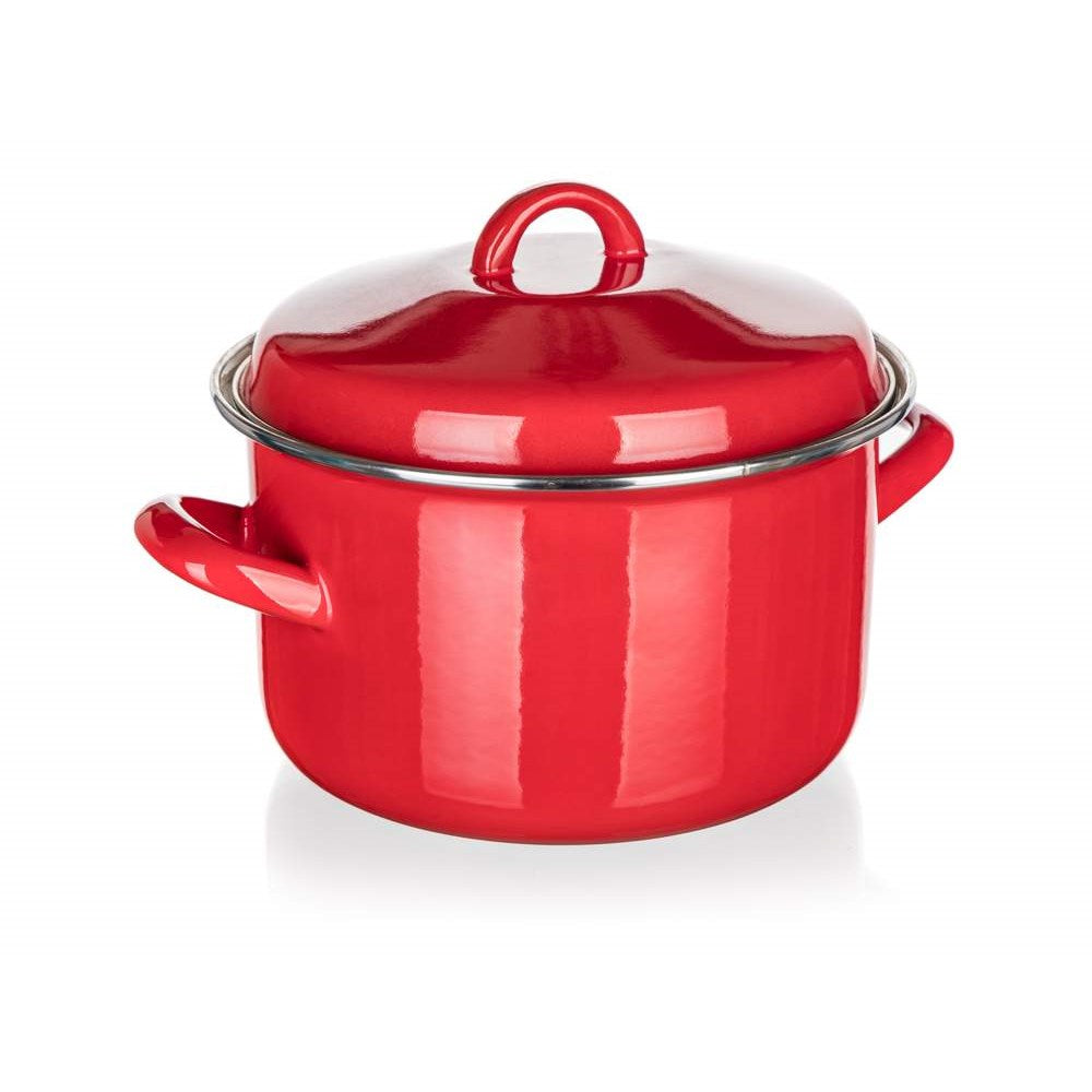 Traditional Red ENAMEL Pot with LID Banquet 3,4L 20cm 6791