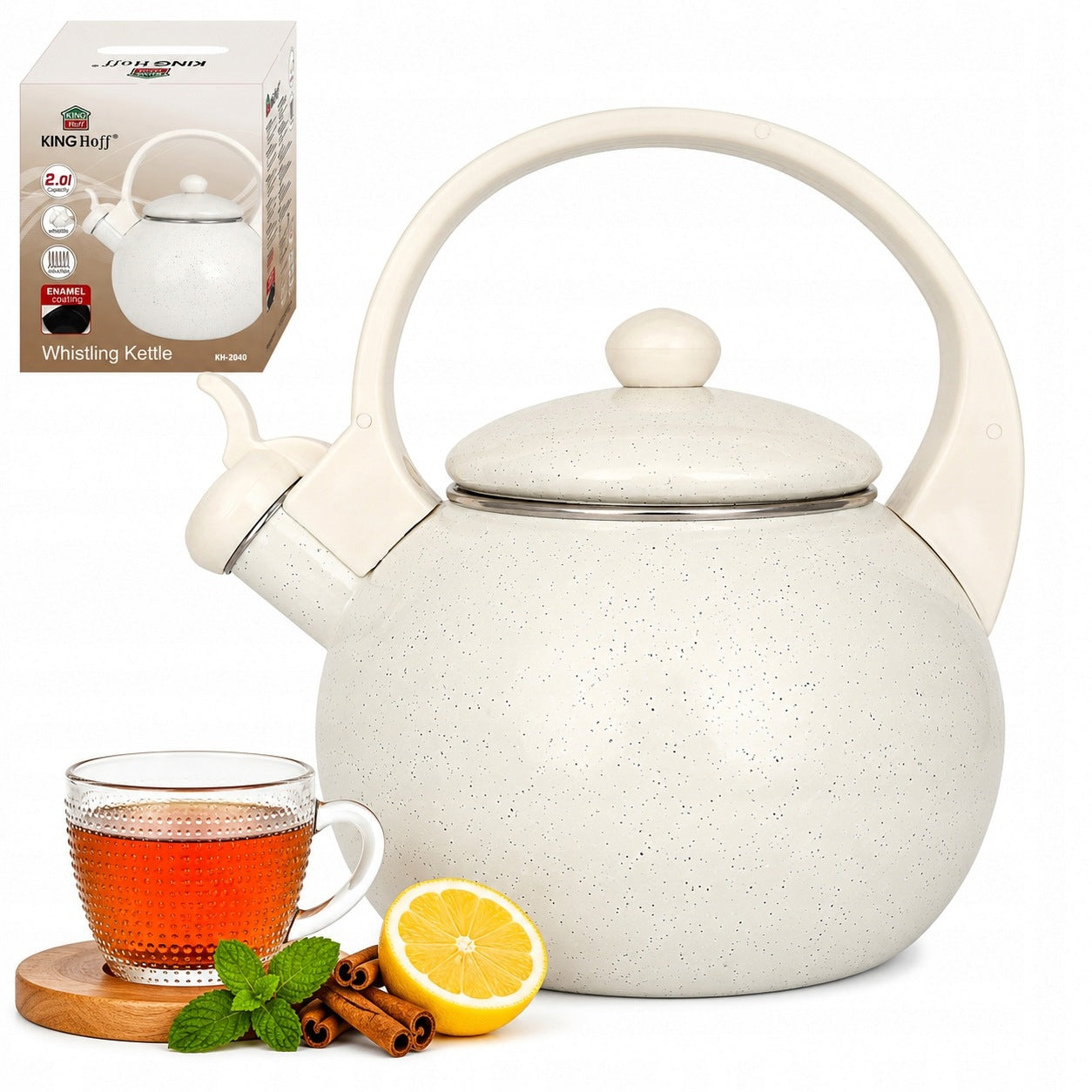 Traditional Steel Kettle ENAMEL Enamel Beige 2 Lit. Induction GAS