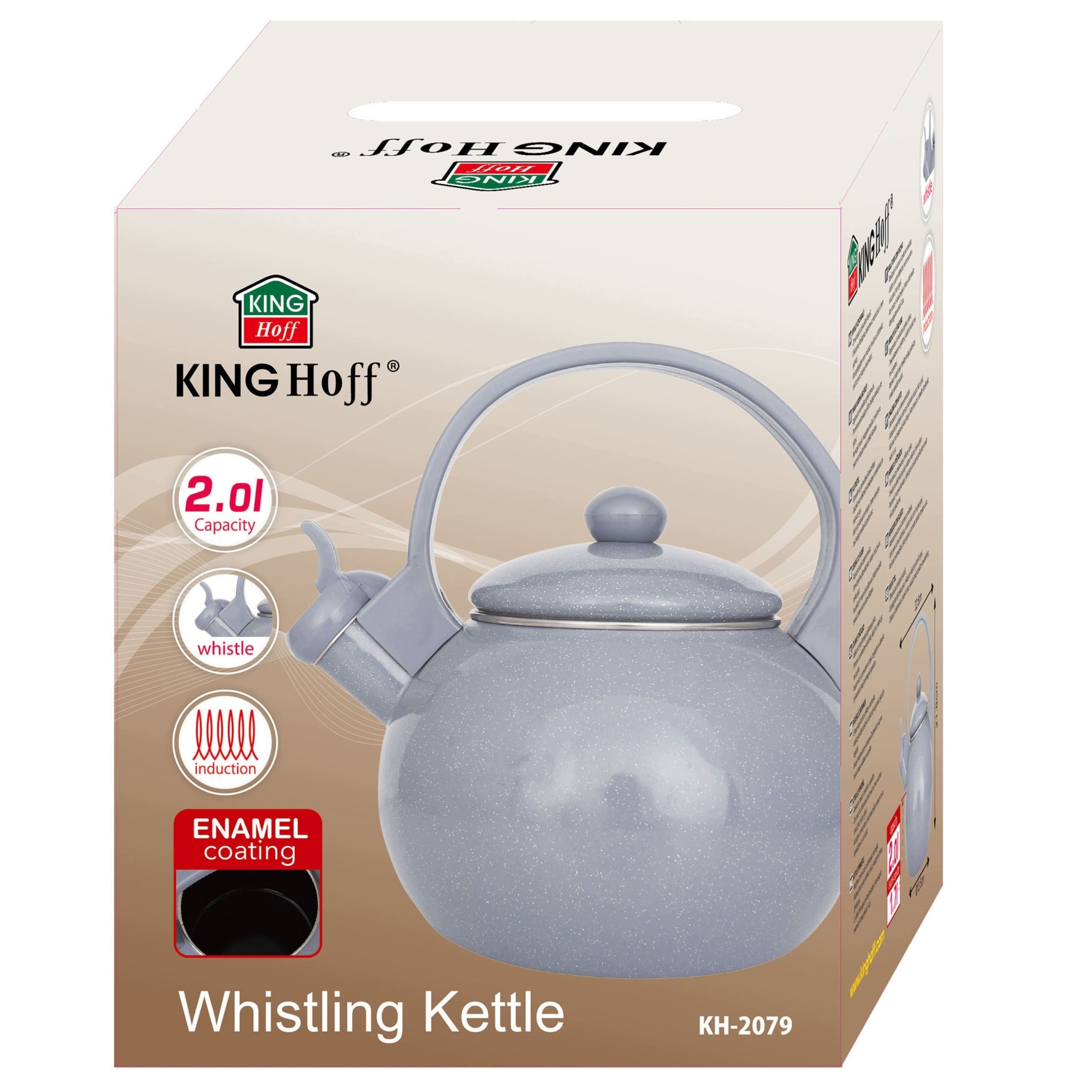Traditional Steel Kettle ENAMEL Enamel Grey 2 Lit. Induction GAS Packaging status original