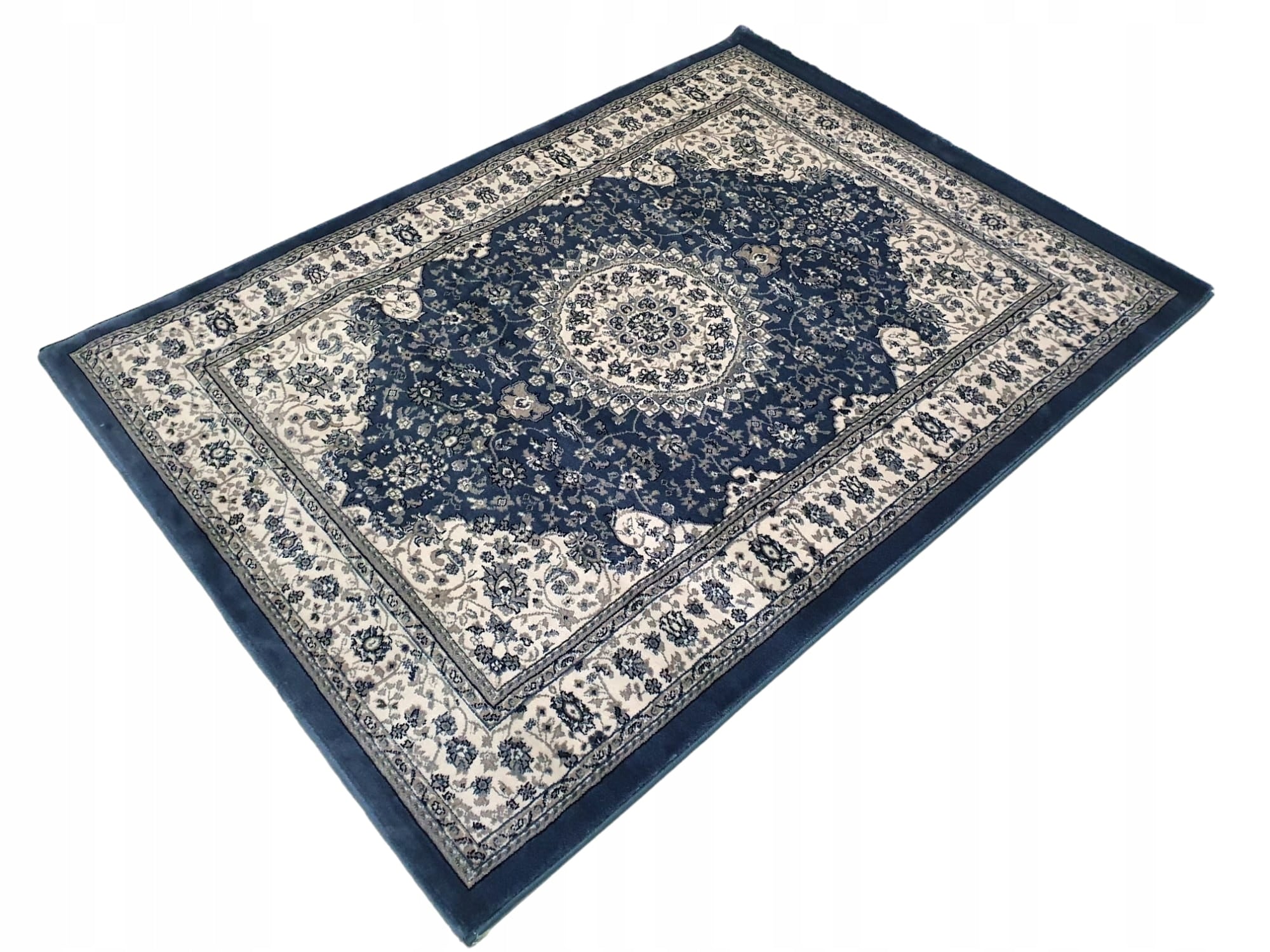 Traditional carpet VENEZIA 140x200 navy blue classic oriental rosette Packaging status original