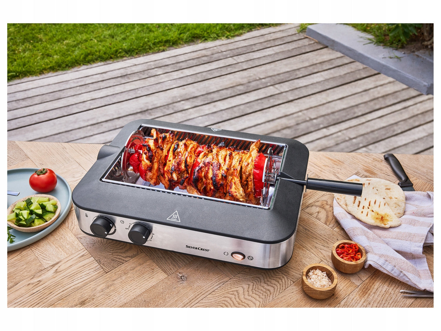 Traditional electric grill SilverCrest SMEG 1600 A1 silver/grey 1600 W Packaging status original
