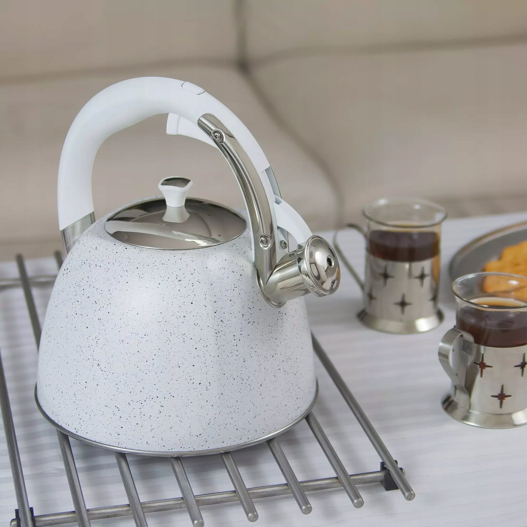 Traditional kettle 3l, white marble Klausberg Brand Klausberg