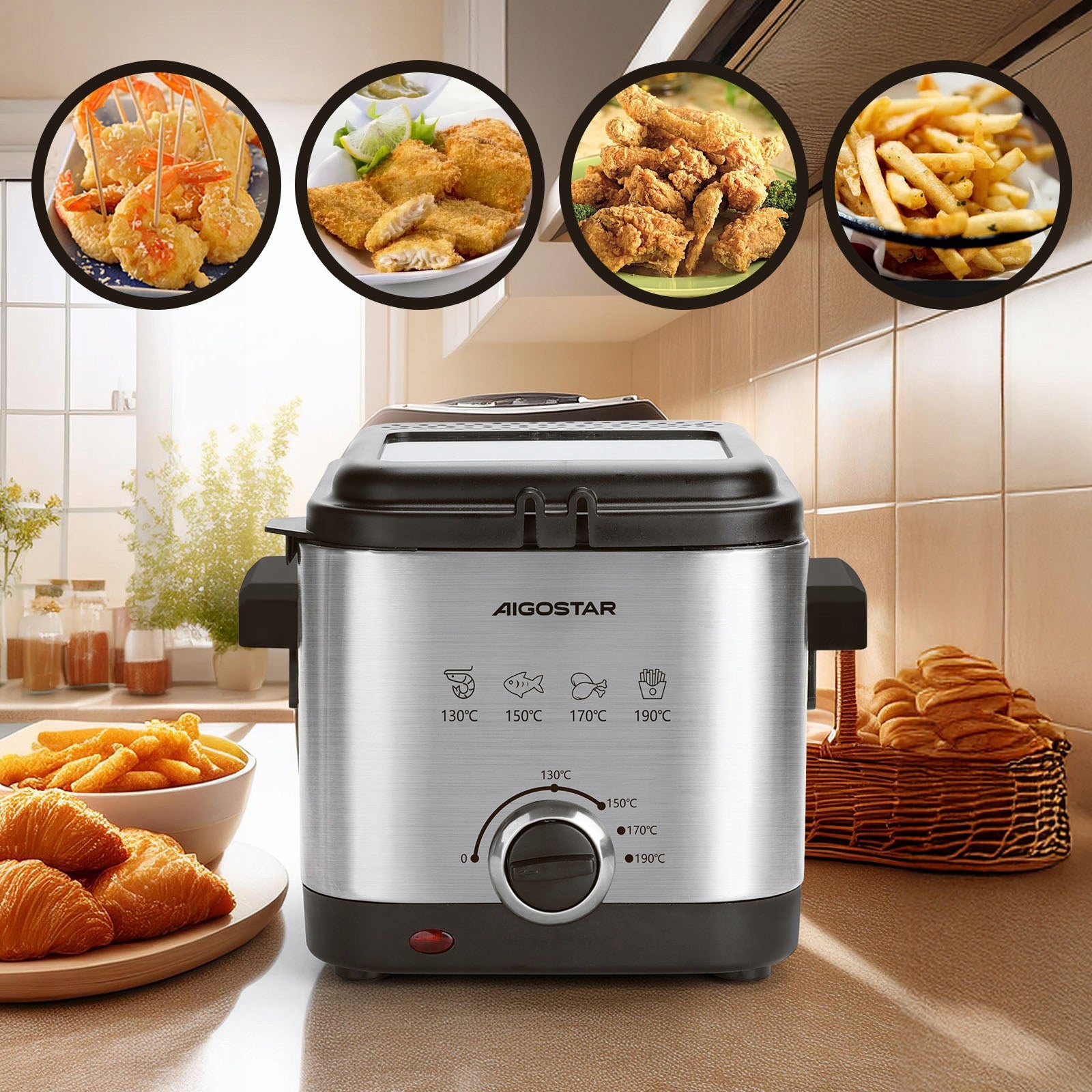 Traditional oil fryer 1,5 L 1000 W stainless steel Manufacturer code 504113