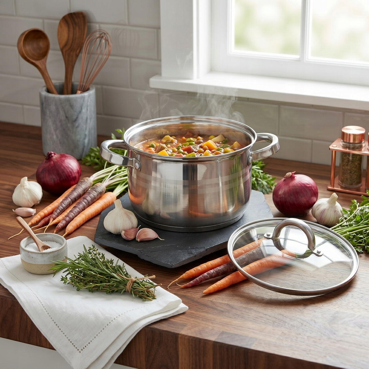 Traditional stainless steel pot with lid induction gas Altom Design Remo 4,7l Manufacturer code 0204002577