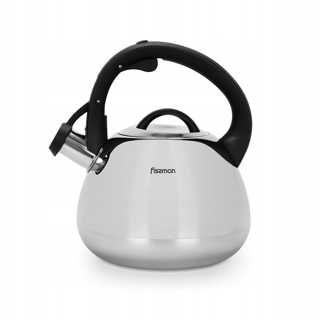 Traditional steel kettle Fissman 2,5 L with whistle for induction, gas Packaging status original