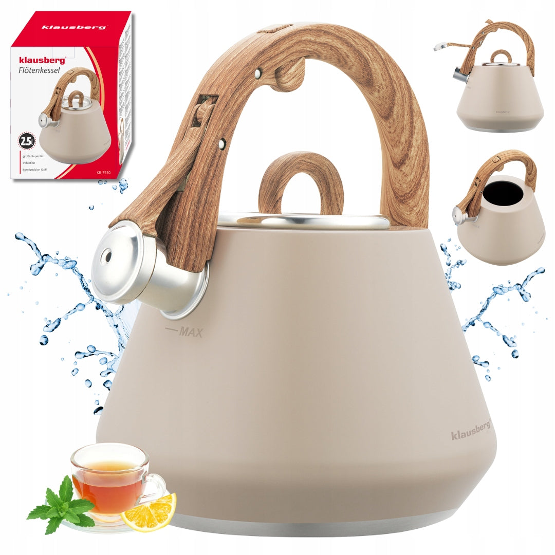 Traditional steel kettle Klausberg 2,5 l beige