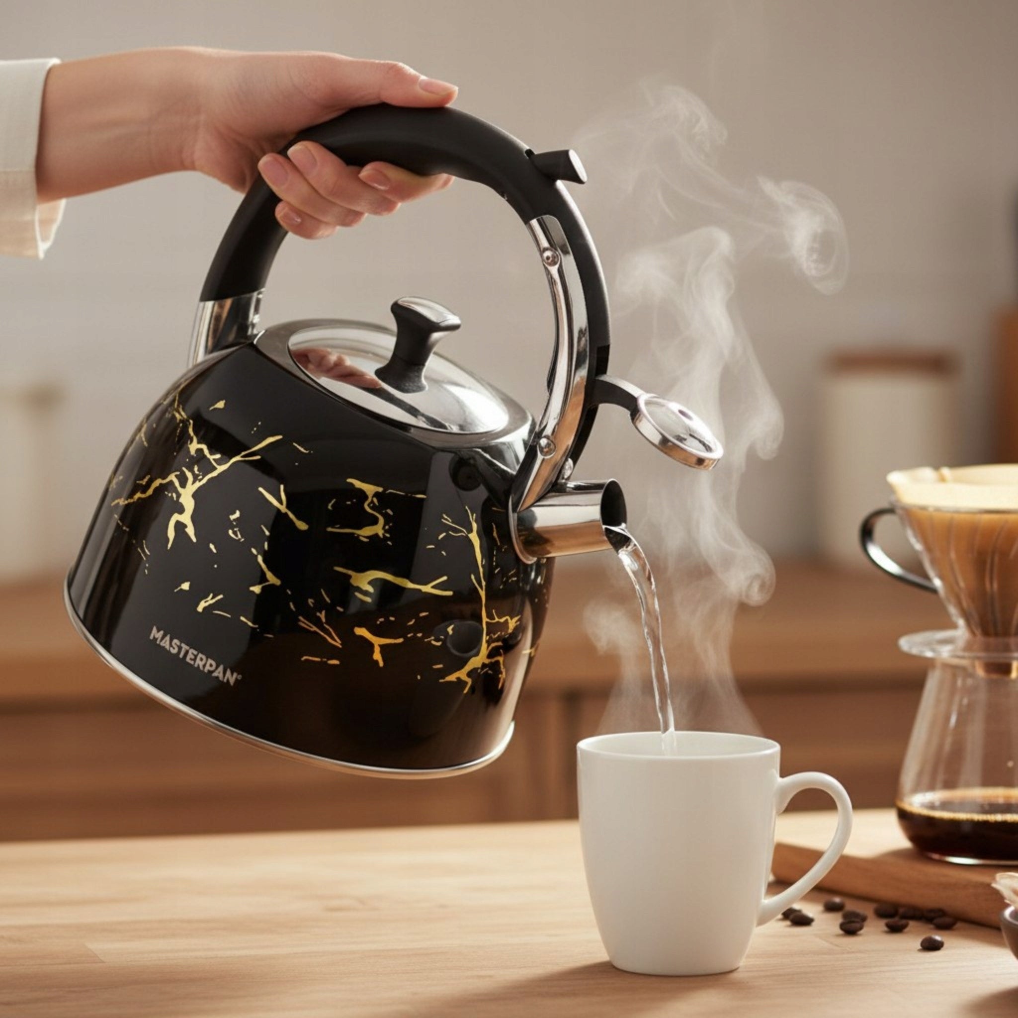 Traditional steel kettle Masterpan 3 l BLACK GOLD MARBLE KANCIAK Manufacturer code MP-1027