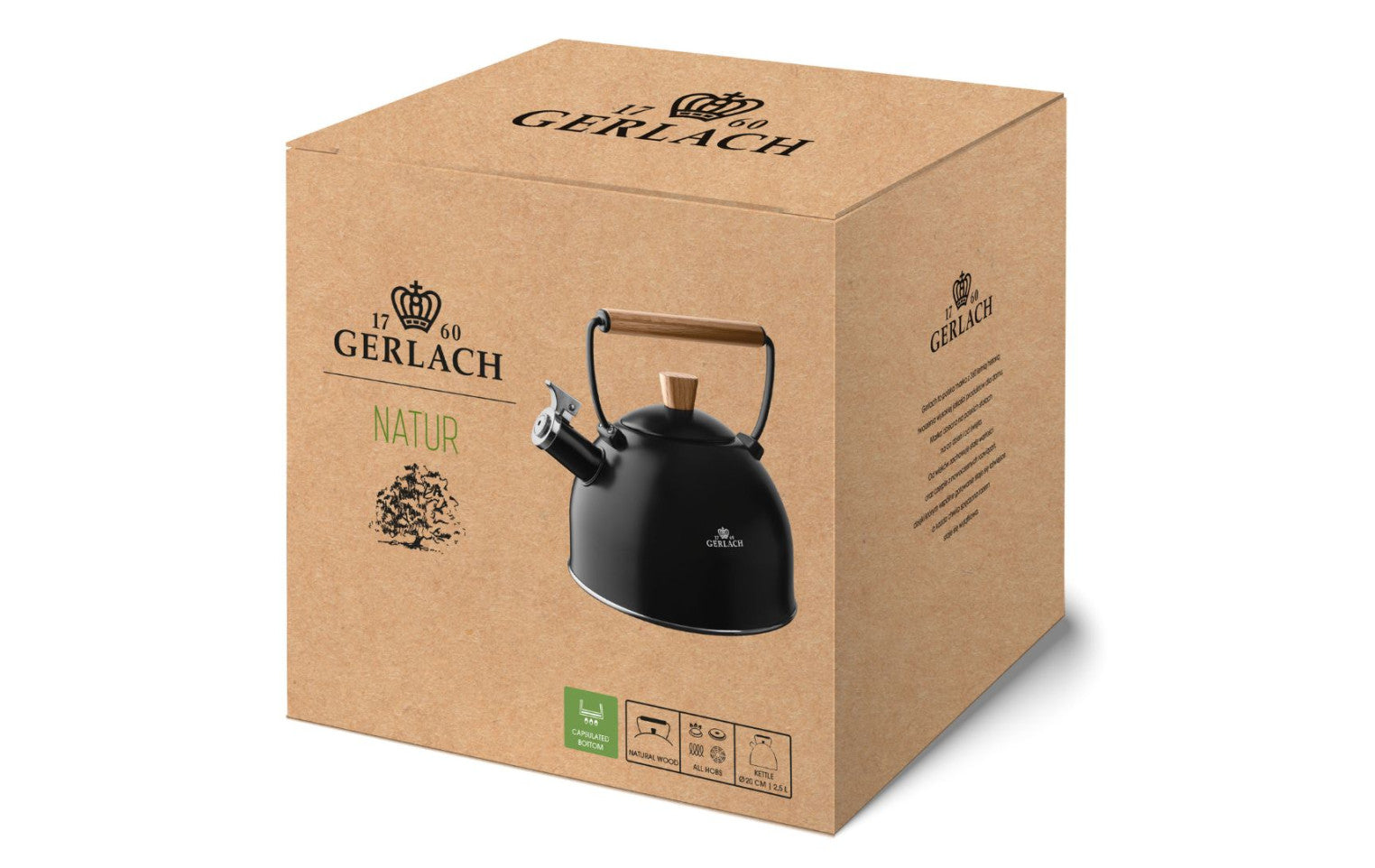 Traditional steel kettle with whistle Gerlach 2,5 l black Brand Gerlach