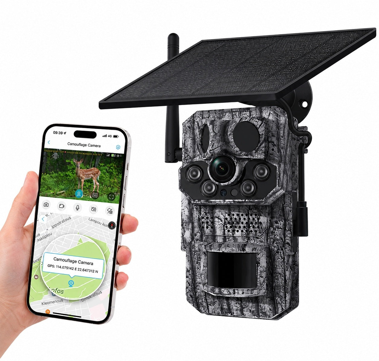 Trail Camera Solar Forest Camera 4G LTE GPS SIM PIR Live View