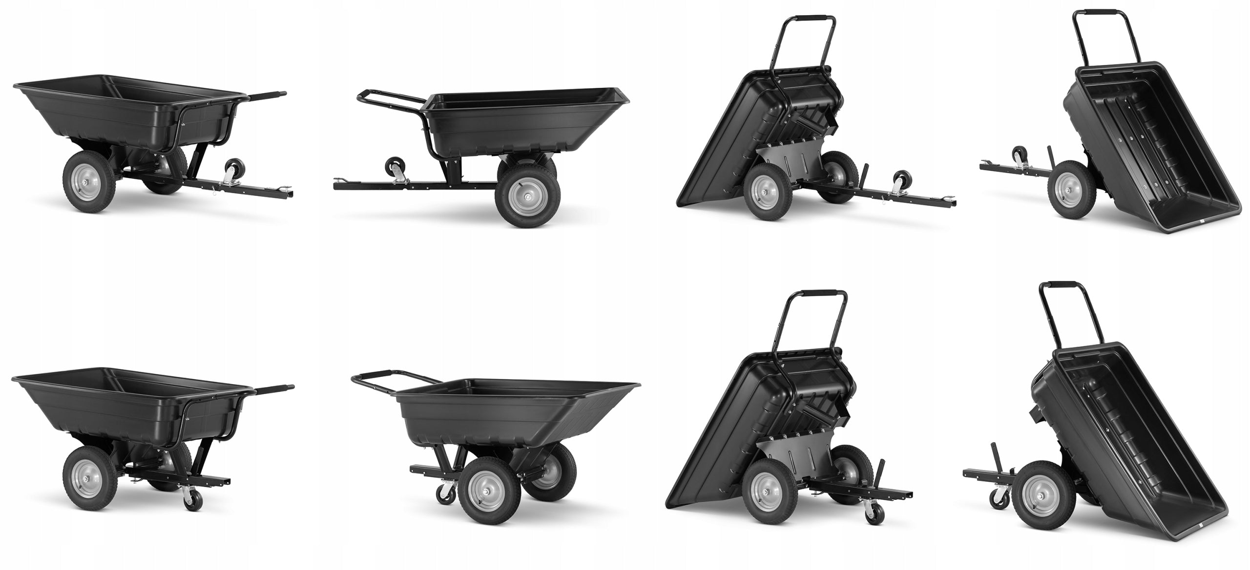 Trailer garden trailer wheelbarrow for tractor HIGHER 180L 210kg 3in1 Packaging status original