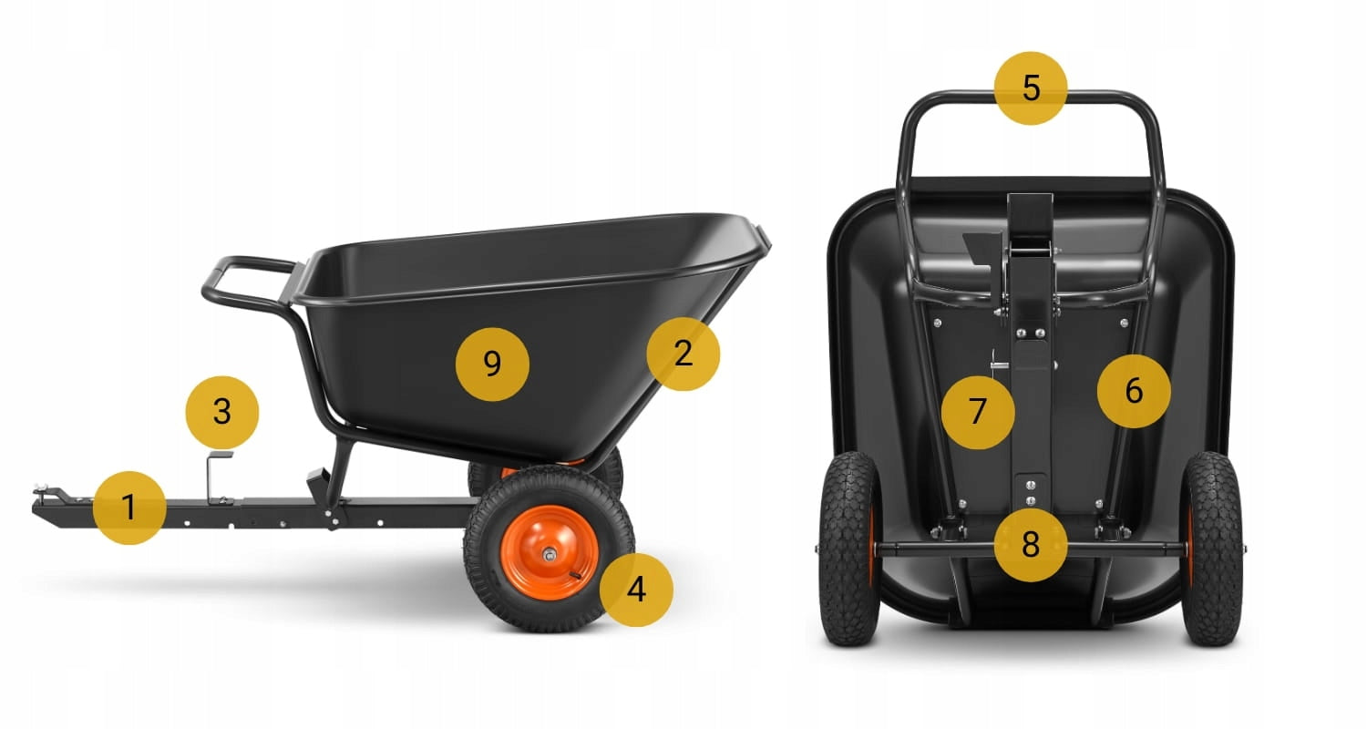 Trailer garden wheelbarrow for quad tractor trailer 350L 300kg Wheels number 2