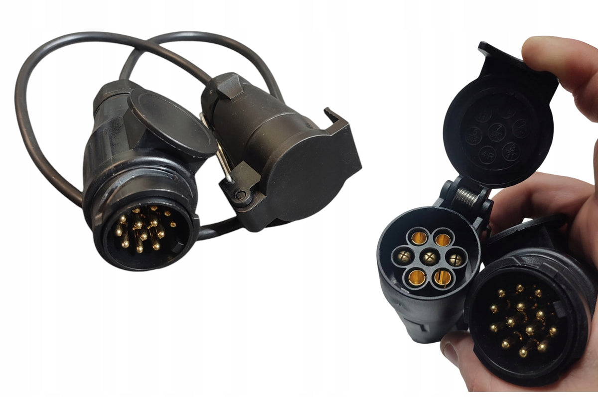 Trailer socket adapter 13 to 7 pin with cable 0,75m Adapter 13/7 HOOK