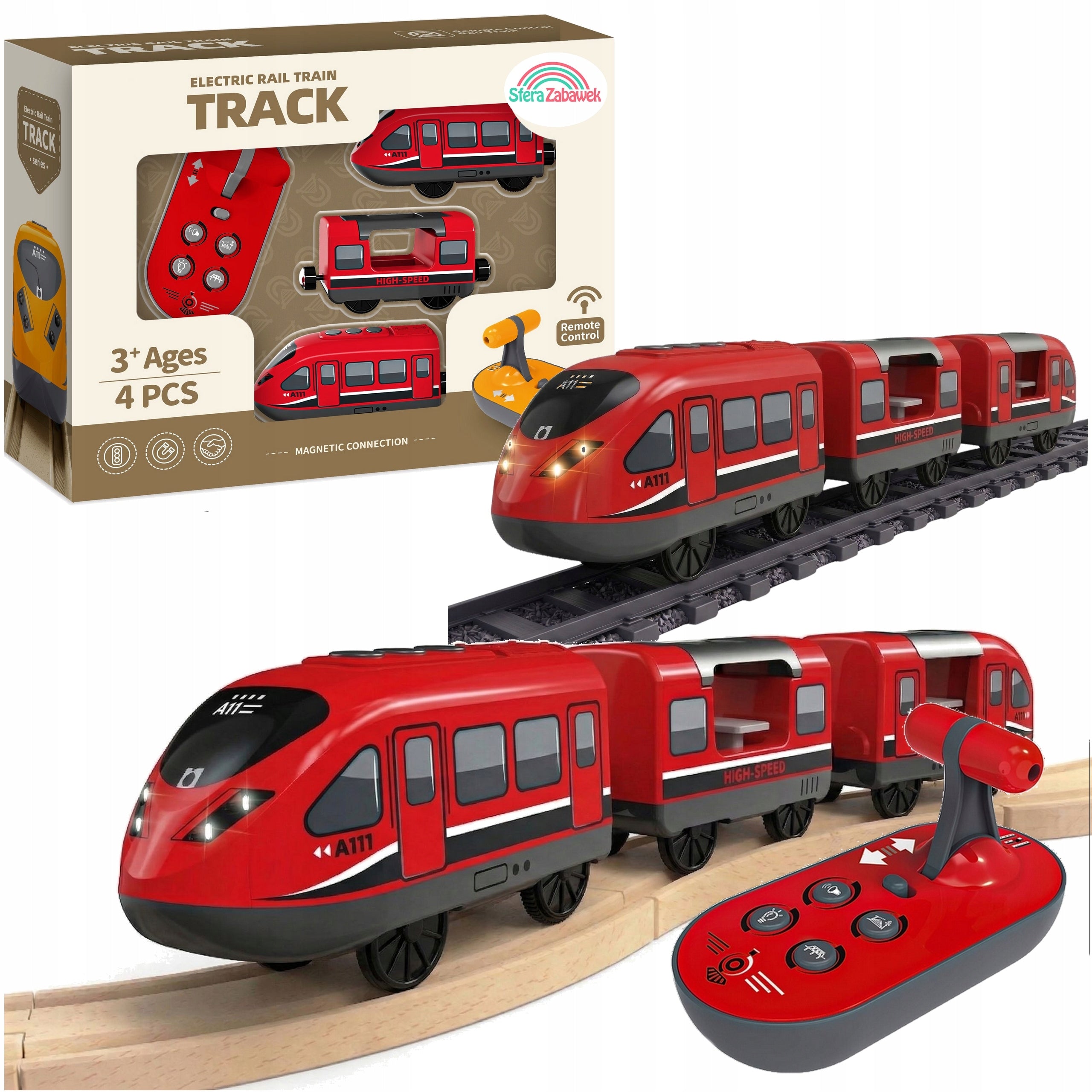 Train Remote Controlled Magnetic Batteries Queue For Wooden Tracks