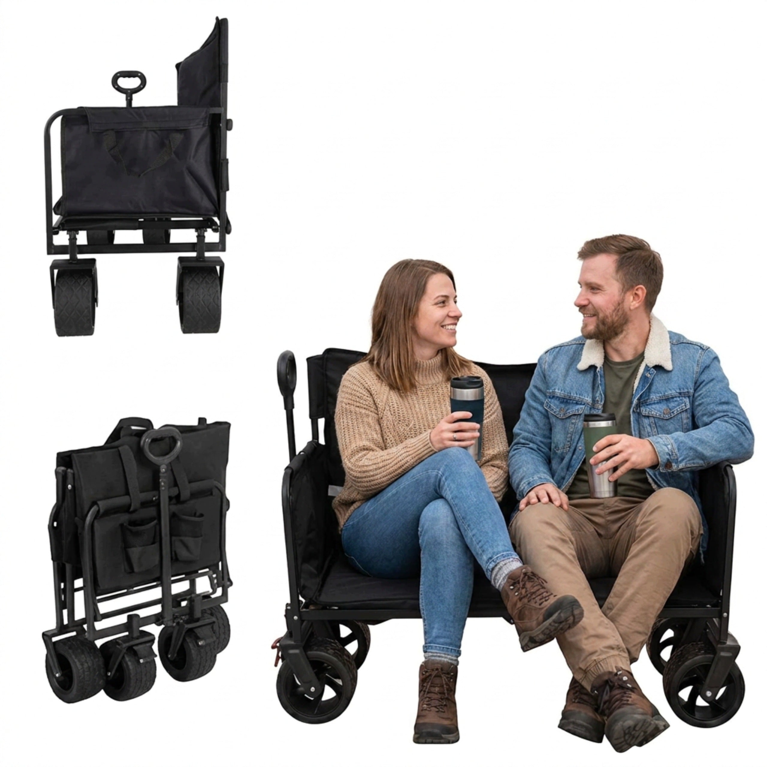 Transport Trolley Folding Bench Seat With Backrest Spacious