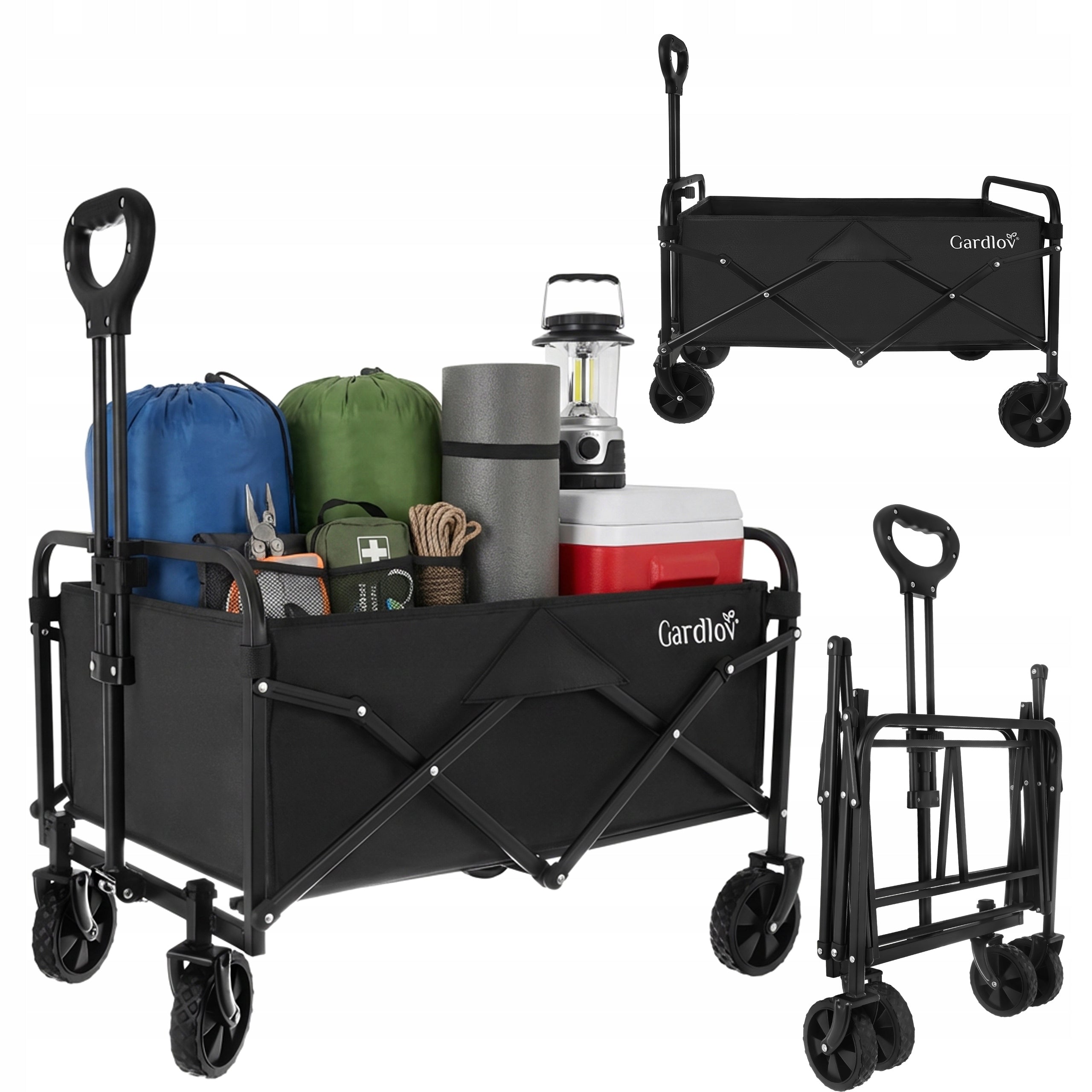 Transport Trolley Folding Garden 100kg 90L Lightweight Twisted on 4 Wheels