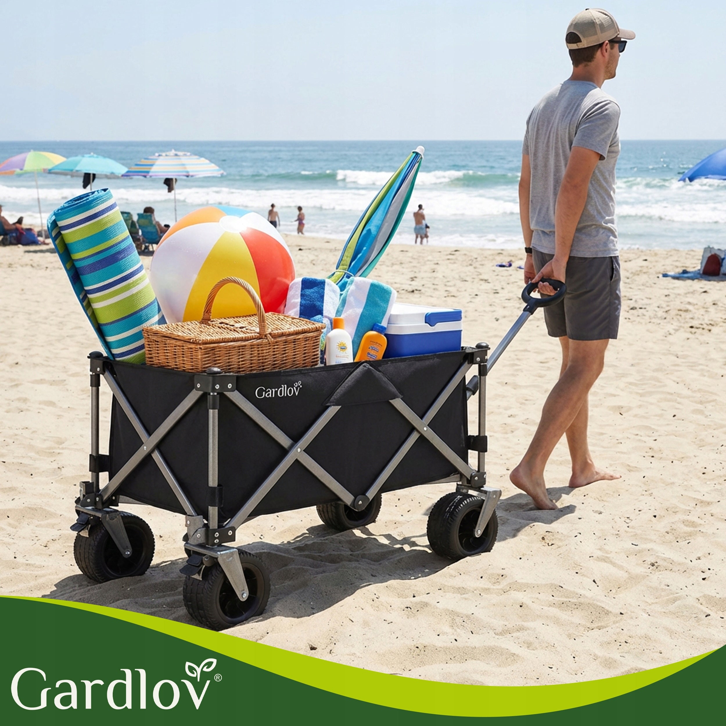 Transport Trolley Folding Garden Beach 200kg 150L Large Sand Wheels Manufacturer code Wózek ogrodowy 250 kg 150 L Gardlov 27543